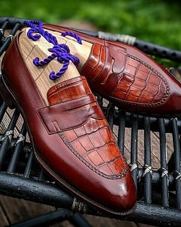 Men Dope Brown alligator texture moccasin shoes
