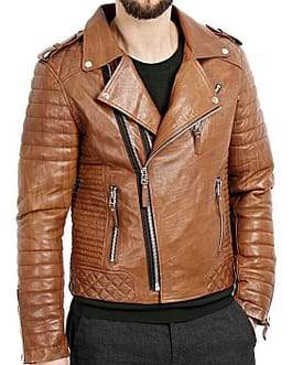 Men's Handmade Tan Leather Stylish Fashion Biker Leather Jacket