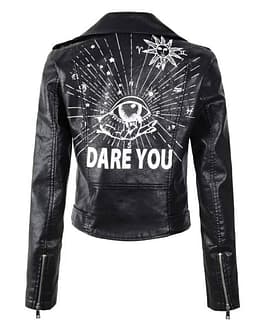 Luxury studded leather biker jacket - Designer New Women Leather Motorcycle Jacket 3D print Unique and Stylish