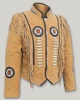 Women Western Cow-lady Wear American Fringes and Pearls Suede Leather Jacket