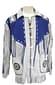 Men's New Handmade Blue & White Suede Leather Native American Bones Fringes Suede Leather Cowboy Jacket