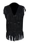 Men Black Suede Leather Waistcoat Native American Cow-boy Fringed Robe