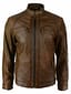 Men's Fashion Cowhide Leather Brown Waxed Biker Style Fashion Leather Jackets