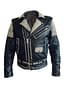 New Mens Punk EL Patron Black Full Silver Studded Brando Leather Biker Fashion Jacket