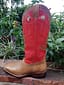 Men's Custom Handmade Cowhide Leather Red & Brown cowboy boots