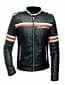 New Men's Handmade Black Leather With Multi Color Strips Fashion Zipper Style Biker Leather Jacket