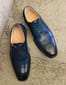 Men's Custom Handmade Blue Leather Lace Up Cap Toe Style Dress & Casual Wear Shoes