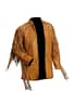 Men's Brown Cowhide Leather Jacket American Cow-boy Fringed and Beaded Coat