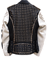 New Men's Handmade Pure Leather Black & White Leather Silver Studded Fashion Biker Jackets