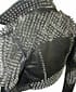 New Mens Full Black Punk Brando Silver Spiked Studded Cowhide Leather Jacket