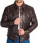 New Men's Handmade Brown Leather Front Button Stylish Fashion Biker Leather Jackets