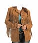 Women Western Wear American Cow-lady Fringes Brown Suede Leather Coat