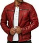 New Men's Handmade Red Leather Stylish Zipper Bomber Fashion Biker Leather Jackets