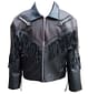 Men's Cowhide Leather Jacket Vintage Fringed and Beaded Native American Coat