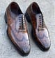 New Pure Handmade Leather Dark Brown Shaded Lace up Brogue Shoes for Men's