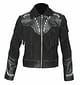 Men's Custom Made Black leather & Suede Western Cowboy Leather Jacket Bone And Beads With Fringes