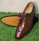 New Handmade Men's Formal Shoes Brown Crocodile Textured Leather Lace up Style Dress & Casual Wear Shoes