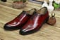 Men's New Handmade Two Tone Burgundy Black Leather Whole Cut Lace Up Stylish Dress & Formal Wear Shoes