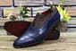 New Men's Custom Made Leather Shoes Blue & Brown Leather Lace Up Style Handmade Dress & Formal Wear Shoes