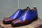 New Men's Custom Made Leather Shoes Two Tone Brown & Blue Leather Lace Up Stylish Wing Tip Dress & Formal Wear Shoes