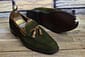 Men's Handmade Leather Shoes Olive Green Suede Leather Loafer Stylish Teasel Slip On Dress & Formal Wear Shoes