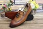 Men's New Handmade Leather Shoes Tan Brown Leather Teasels Slip On Stylish Loafer Wing Tip Dress & Formal Wear Shoes