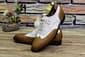New Men's Handmade Leather Shoes Dual Tone Tan & White Leather Lace Up Style Wing Tip Dress & Formal Wear Shoes