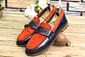 Men's New Handmade Red suede & Navy Blue Leather Loafer Slip On Stylish Loafers Dress & Moccasin Shoes