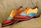 New Men's Custom Made Multi Color Leather Lace Up Wing Tip Style Handmade Dress & Casual Wear Boots