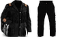 New Men's Hand Stitched Native American Buckskin Black Suede Leather Fringes & Beads Jacket & Pant