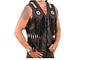 Men Black Cowhide Cowboy Leather Waistcoat Fringes and Western Beads Dress