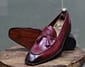 New Men's Handmade Leather Shoes Burgundy Leather Loafer Teasels Slip On Dress & Moccasin Shoes