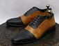 New Handmade Two Tone Black & Orange Leather Lace Up Cap Toe Dress & Formal Wear Shoes