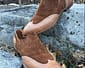 New Pure Handmade Tan Leather & Brown Suede Stylish Brogue Loafer Shoes for Men's