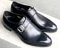 New Pure Handmade Black Leather Stylish Monk Strap Shoes For Men's