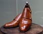 New Men's Handmade Leather Shoes Tan Leather Stylish Double Monk Strap Dress & Formal Wear Shoes