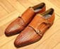 New Pure Handmade Tan Leather Stylish Monk Strap Shoes For Men's