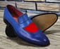 Mens New Handmade Formal Shoes Blue & Red Leather Split Toe Slip on Casual & Dress Wear Boots
