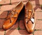 New Pure Handmade Tan Leather Stylish Open Strap Shoes For Men's