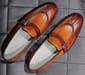 New Mens Handmade Formal Shoes Tan Brown Leather Single Buckle Split Toe Dress & Casual Wear Shoes
