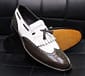 New Men's Handmade Formal Shoes Double tone Brown & White Slip On Bespoke Stylish Casual & Dress Wear Boots