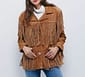 Women Brown Suede Leather American Jacket Cow-lady Western Fringes Wear