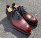 New Pure Handmade Dark Blue & Brown Leather Stylish Lace Up Dress Shoes For Men's
