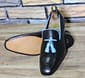 New Men's Handmade Black Leather Blue Tassel Loafer Slip On Stylish Dress & Formal Shoes