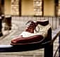 New Pure Handmade Off White Ostrich & Brown Leather Lace Up Stylish Shoes For Men's
