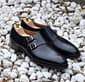 New Pure Handmade Black Leather Stylish Monk Strap Brogue Shoes For Men's