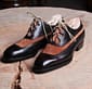 Pure Handmade Brown Leather & Camel Suede Genuine Stylish Lace up Shoes for Men's