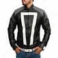 New Men's Custom Made Black & White Leather Zipper Style Fashion Biker Leather Jackets