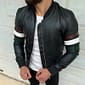 Men's New Handmade Leather Jackets Black Leather Bomber Front Zipper Fashion Real Cowhide Leather Biker Jackets