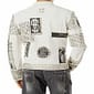 Men Bike Real Leather Jacket White Studded Embroidery Patches Leather jacket